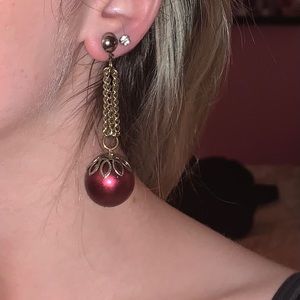 Pink ball and chain earrings 💕